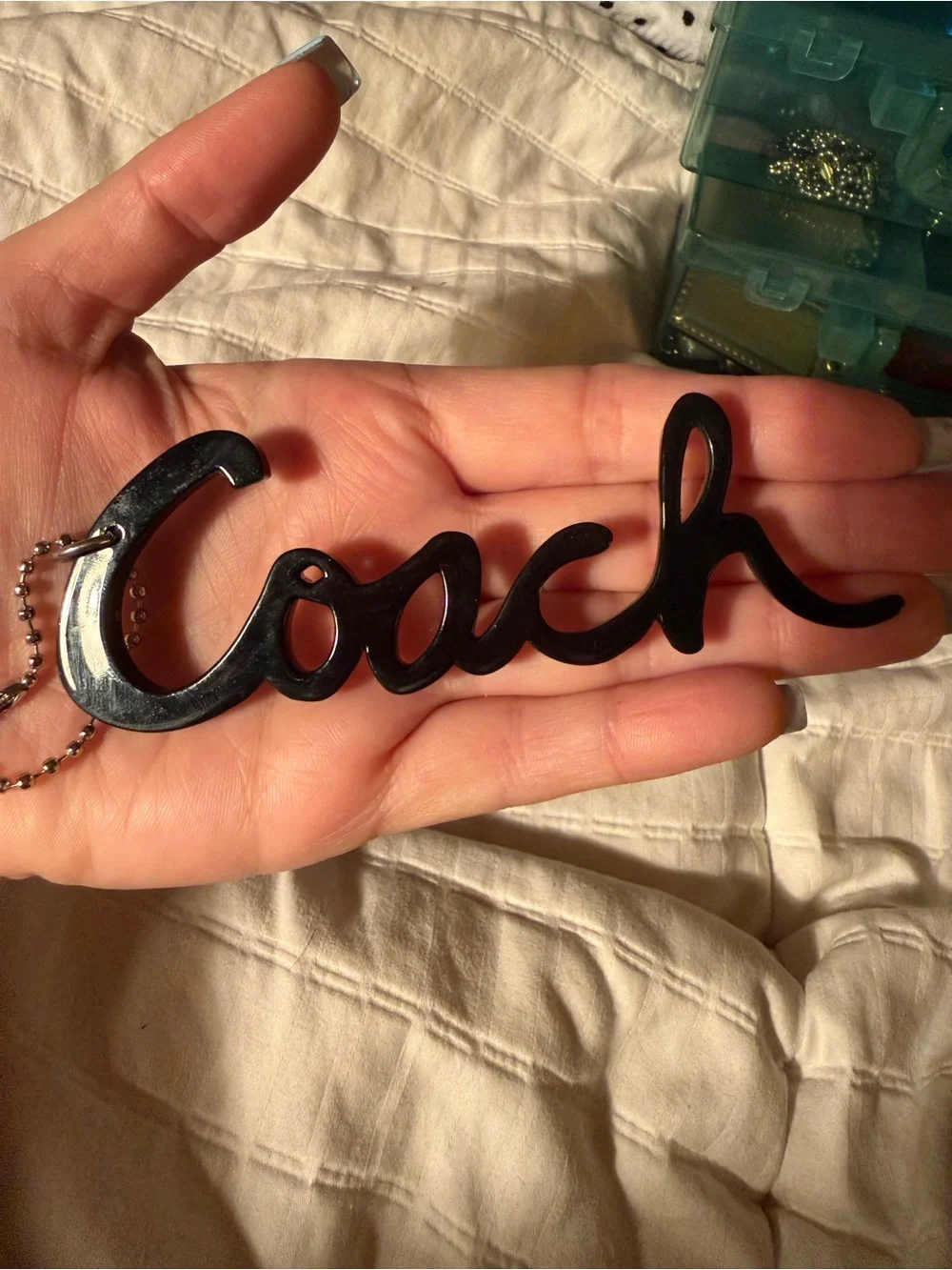 Coach Poppy XL Black Script Hangtag